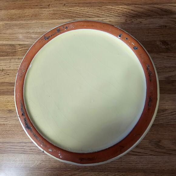 Rustic Apple Design Stoneware Crock - Vintage Ceramic Utensil Jar with Handles - Picture 7 of 10